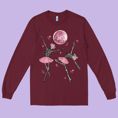 Skeleton Ballerina Long Sleeve Tee Designed By Maliassmallbusiness