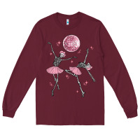 Burgundy skeleton ballerina Long Sleeve Tee - MaliasSmallBusiness