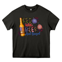 Asphalt red white beer and boozed Heavy Core Tee - CowhideDigitalArt