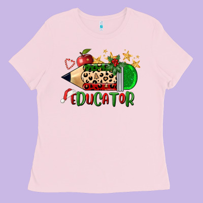 Christmas Educator Pencil Ladies Tee Designed By Fadigitalartstudio