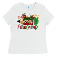 White christmas educator pencil Ladies Tee - FaDigitalArtStudio
