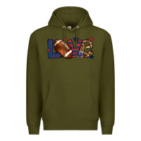 Army Green Love Football team color red blue 4th of july Premium Hoodie - HowdyJamesFarm