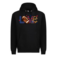 Black Love Football team color red blue 4th of july Premium Hoodie - HowdyJamesFarm