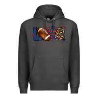 Charcoal Heather Love Football team color red blue 4th of july Premium Hoodie - HowdyJamesFarm