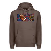 Coffee Love Football team color red blue 4th of july Premium Hoodie - HowdyJamesFarm