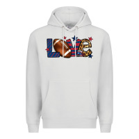 Dove Grey Love Football team color red blue 4th of july Premium Hoodie - HowdyJamesFarm
