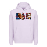 Lilac Love Football team color red blue 4th of july Premium Hoodie - HowdyJamesFarm