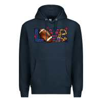 Navy Love Football team color red blue 4th of july Premium Hoodie - HowdyJamesFarm