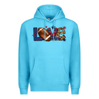 Ocean Blue Love Football team color red blue 4th of july Premium Hoodie - HowdyJamesFarm