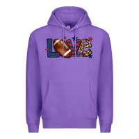 Purple Love Football team color red blue 4th of july Premium Hoodie - HowdyJamesFarm