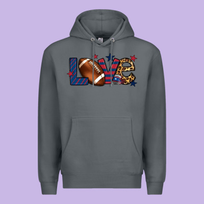 Love Football Team Color Red Blue 4th Of July Premium Hoodie Designed By Howdyjamesfarm