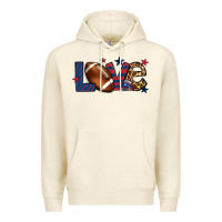 Sandshell Love Football team color red blue 4th of july Premium Hoodie - HowdyJamesFarm