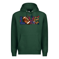 Sports Green Love Football team color red blue 4th of july Premium Hoodie - HowdyJamesFarm