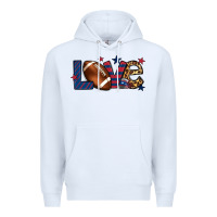 White Love Football team color red blue 4th of july Premium Hoodie - HowdyJamesFarm