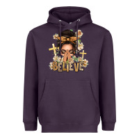 Plum believe praying caucasian messy bun Heavyweight Hoodie - texasbilliewilder