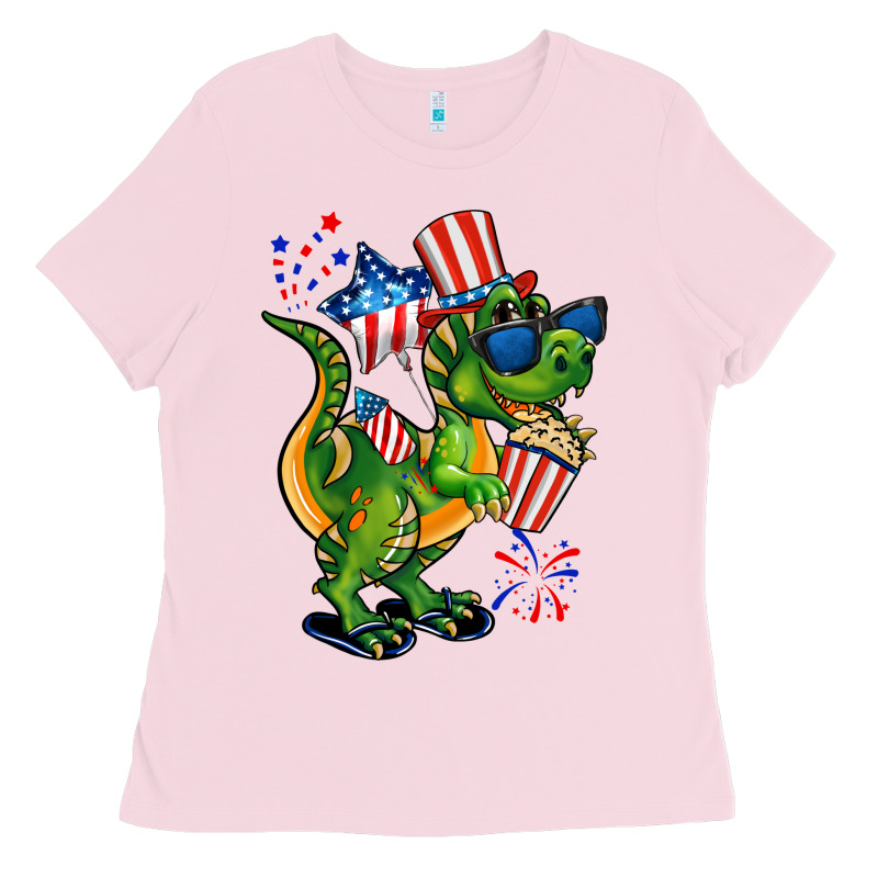4th Of July T-rex Ladies Tee by CowGirlArtShop | Teevron