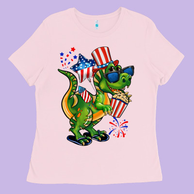 4th Of July T-rex Ladies Tee Designed By Cowgirlartshop