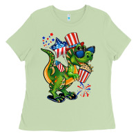 Matcha 4th of July T-Rex Ladies Tee - CowGirlArtShop