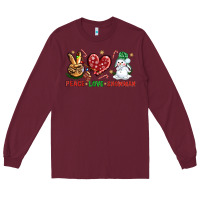 Burgundy peace love snowman Long Sleeve Tee - NancyCooperArtShop