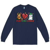 Navy peace love snowman Long Sleeve Tee - NancyCooperArtShop