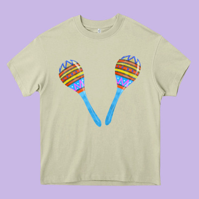 Blue Maracas Heavy Core Tee Designed By Fadigitalartstudio