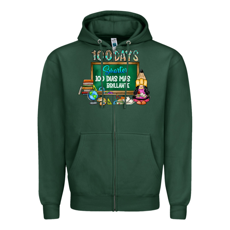 100 Days Smarter 100 Dias Mas Brillante Zipper Hoodie by SublimationCraftShop | Teevron