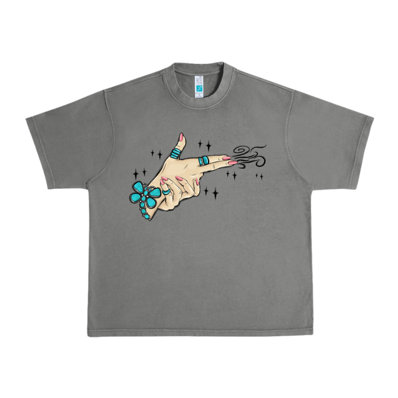 Western Turquoise Gun Hand Urban Heavy Tee by MaliasSmallBusiness | Teevron
