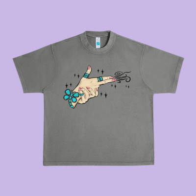 Western Turquoise Gun Hand Urban Heavy Tee Designed By Maliassmallbusiness
