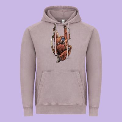 Orangutan And Baby Vintage Hoodie Designed By Lillyallendesigns