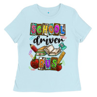 Baby Blue School driver bus Ladies Tee - CowhideDigitalArt