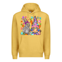 Antique Gold Easter gnome and rabbit Easter Day Premium Hoodie - HowdyJamesFarm
