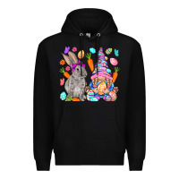 Black Easter gnome and rabbit Easter Day Premium Hoodie - HowdyJamesFarm