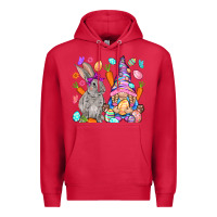 Cardinal Easter gnome and rabbit Easter Day Premium Hoodie - HowdyJamesFarm