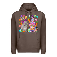 Coffee Easter gnome and rabbit Easter Day Premium Hoodie - HowdyJamesFarm