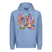 Colony Blue Easter gnome and rabbit Easter Day Premium Hoodie - HowdyJamesFarm