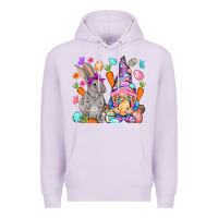 Lilac Easter gnome and rabbit Easter Day Premium Hoodie - HowdyJamesFarm