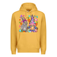 Mustard Easter gnome and rabbit Easter Day Premium Hoodie - HowdyJamesFarm