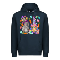 Navy Easter gnome and rabbit Easter Day Premium Hoodie - HowdyJamesFarm