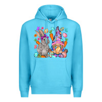 Ocean Blue Easter gnome and rabbit Easter Day Premium Hoodie - HowdyJamesFarm