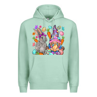 Seafoam Easter gnome and rabbit Easter Day Premium Hoodie - HowdyJamesFarm
