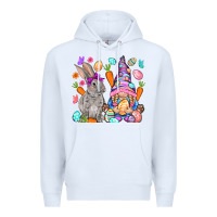 White Easter gnome and rabbit Easter Day Premium Hoodie - HowdyJamesFarm