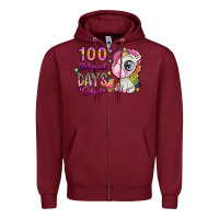 Burgundy 100 magical days school Zipper Hoodie - SublimationCraftShop