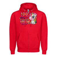 Red 100 magical days school Zipper Hoodie - SublimationCraftShop
