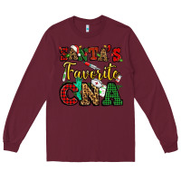 Burgundy santas favorite cna christmas Long Sleeve Tee - NancyCooperArtShop
