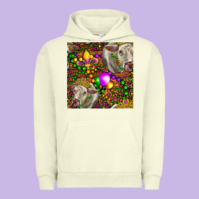 Mardi Gras Cow Leopard Seamless Pattern Urban Hoodie Designed By Fadigitalartstudio