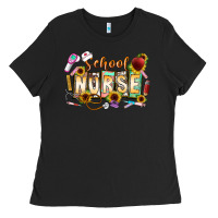 Black school nurse Ladies Tee - CowhideDigitalArt