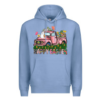 Colony Blue Happy Easter Day truck Premium Hoodie - HowdyJamesFarm