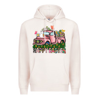 Pale Pink Happy Easter Day truck Premium Hoodie - HowdyJamesFarm