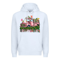 White Happy Easter Day truck Premium Hoodie - HowdyJamesFarm
