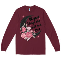 Burgundy all good things are wild and free Long Sleeve Tee - MaliasSmallBusiness